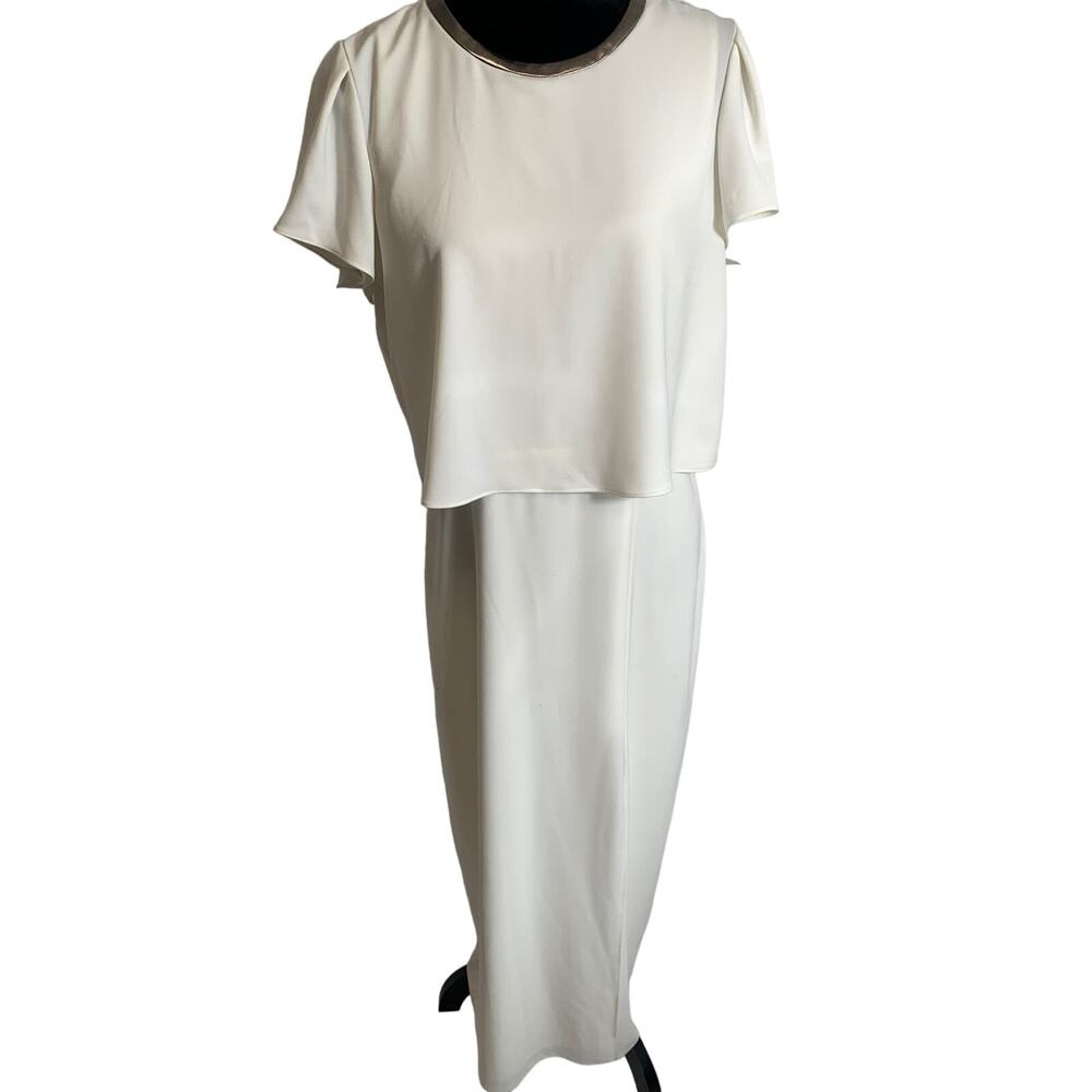 Halston Heritage Off White Popover Formal Dress Sz 8